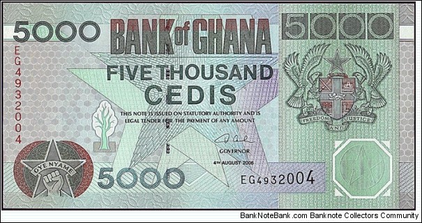 Ghana 2006 5,000 Cedis. Banknote