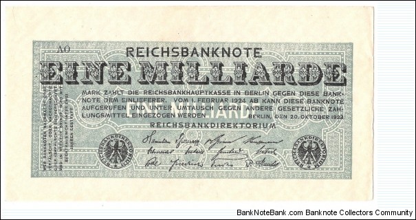 1.000.000.000 Mark(Weimar Republic 1924)  Banknote