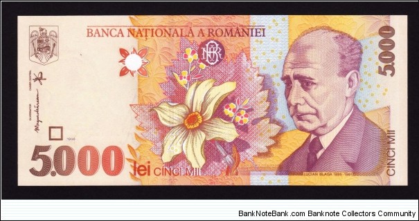 Romania 1998 P-107 5000 Lei Banknote