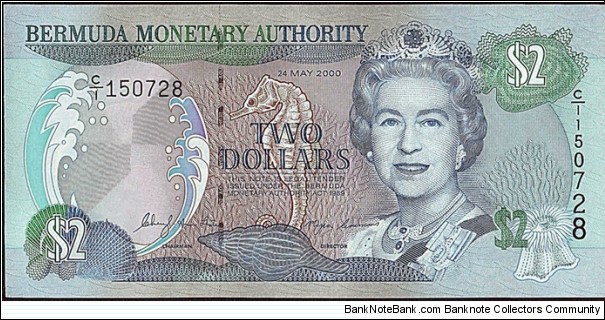 Bermuda 2000 2 Dollars. Banknote