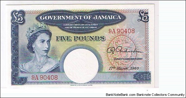 JAMAICA 5 POUNDS Banknote