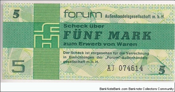 Germany DDR 5 Mark 1979 For Ex FX3. Banknote