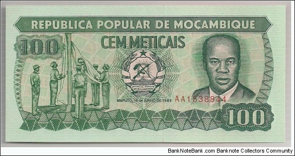 Mozambique 100 Meticais 1989 P130. Banknote