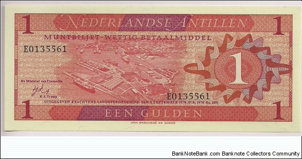 Netherlands Antilles 1 Gulden 1970 P20. Banknote