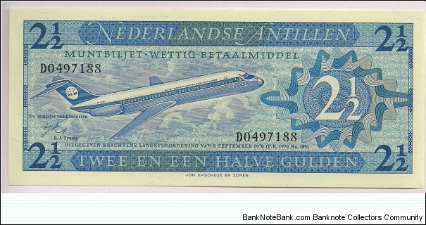 Netherlands Antilles 2.5 Gulden 1970 P21. Banknote