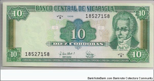 Nicaragua 10 Cordobas 1996 P181. Banknote