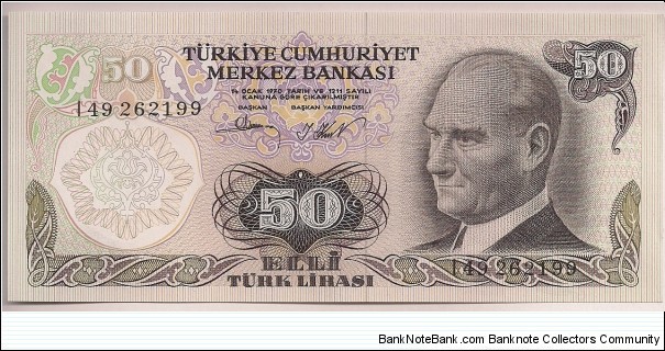 Turkey 50 Lira 1976 P188. Banknote