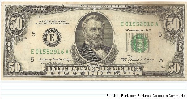 50 American Dollar Banknote