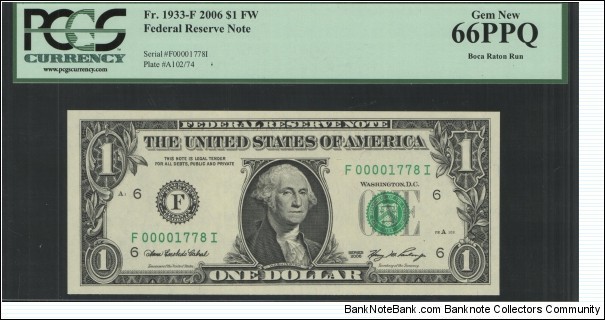 Boca Raton, Should not exist in circulation Fr.1933-F Banknote