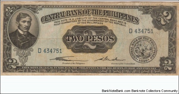 PI-134a English Series 2 Peso note with signature group 1 Banknote
