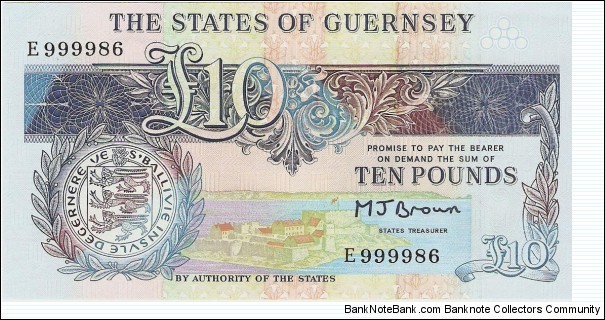 10 Pounds (£), No date, Signature M. J. Brown ND 1991-95  Banknote