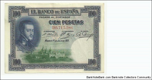 Spain Banknotes 100 Pesetas 1925 Banknote