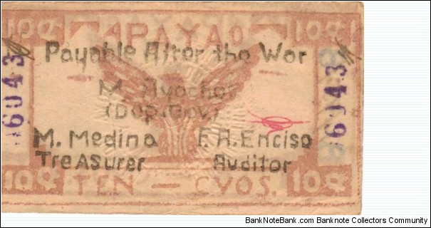 P-103a Apayao Philippines lavender 10 centavos note, 5-9. Banknote