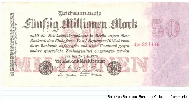 50.000.000 Mark
(Weimar Republic) Banknote