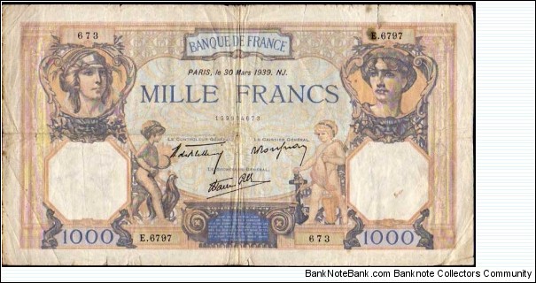 1000 Francs__
pk# 90 c__
30.03.1939 Banknote