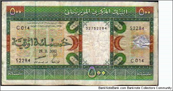 500 Ouguiya__
pk# 8 c__
28.11.2002 Banknote