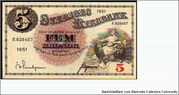 5 Kronor__
pk# 33 ah__
1918-1952 Banknote