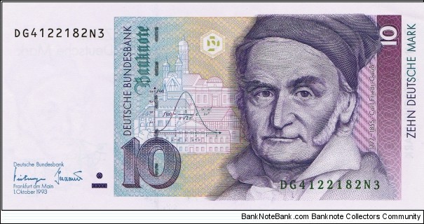 Germany (Federal Republic of Germany) 10 Deutsche Mark 1993 Banknote