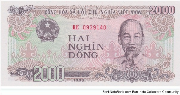 Vietnam 2000 dong 1988 Banknote