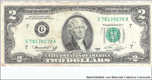 2 Dollars(Chicago/ Illinois-1976) Banknote