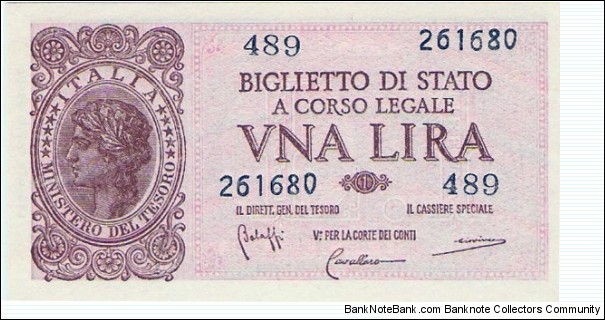 1 Lira, 'Luogotenenza' Banknote