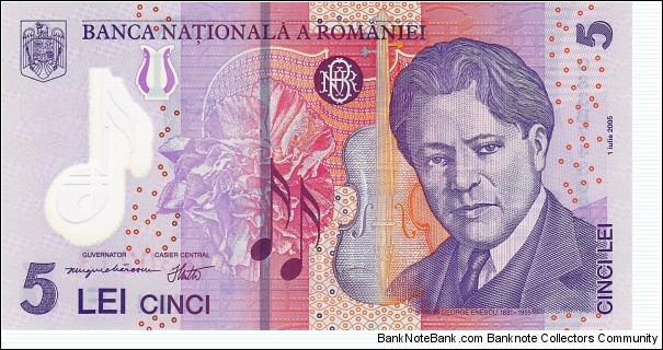 Romania 5 lei 2005, polymer Banknote