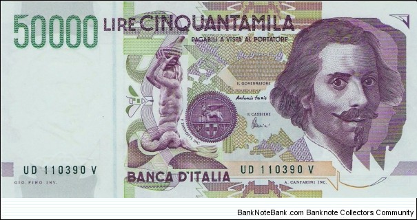 50.000 Lire, 'Bernini, Type 2 Banknote