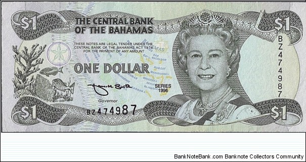 The Bahamas 1996 1 Dollar. Banknote