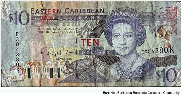 St. Kitts N.D. 10 Dollars. Banknote