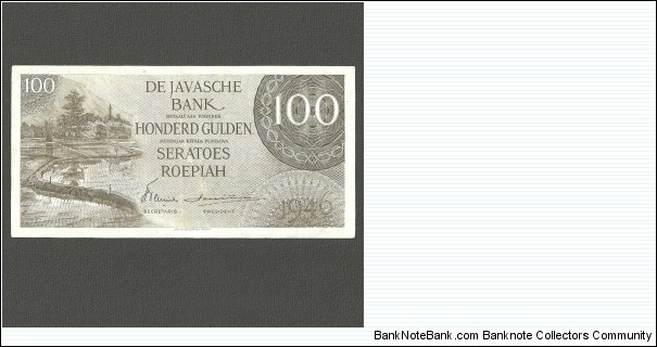 100 Rupiahs (Honderd Gulden) De Javasche Bank Series Banknote