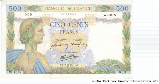 500 Francs La Paix Banknote