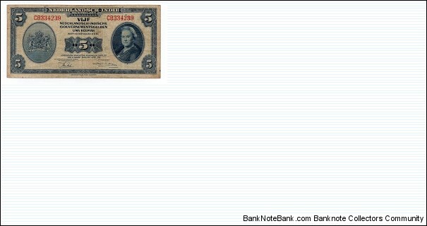 5 Gulden Netherlands-indie Banknote