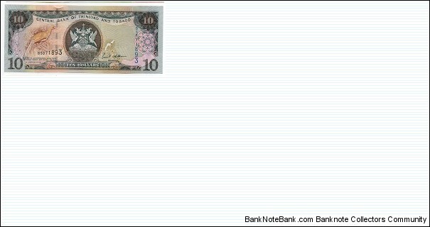 10 Dollars Central Bank of Trinidad and Tobago Banknote