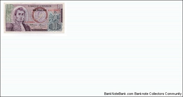 10 Pesos El Banco de la Republica Colombia Banknote