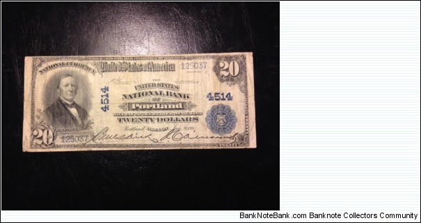 This is another series 1902 National Bank Note issued by the United States National Bank of Portland, Oregon. Banknote