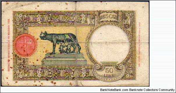 Banknote from Italy year 1938