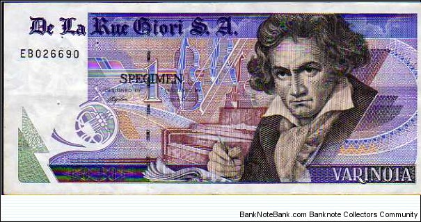 De La Rue Giori S.A.__
Specimen__
L.Van Beethoven Banknote