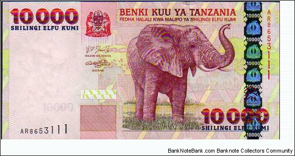 10.000 Shilingi / Shillings__
pk# 39 Banknote