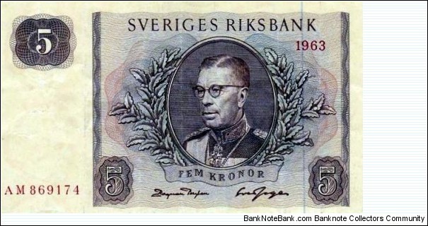 Sveriges Riksbank 5 Kronor Banknote