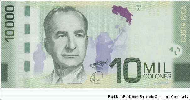 Costa Rica P277 (10000 colones 2/9-2009) Banknote