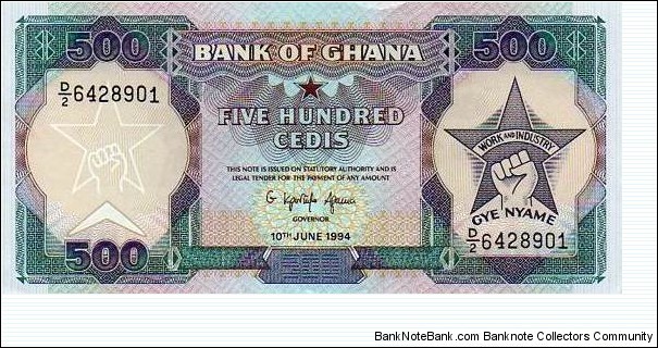 Bank of Ghana - 500 Cedis  Banknote