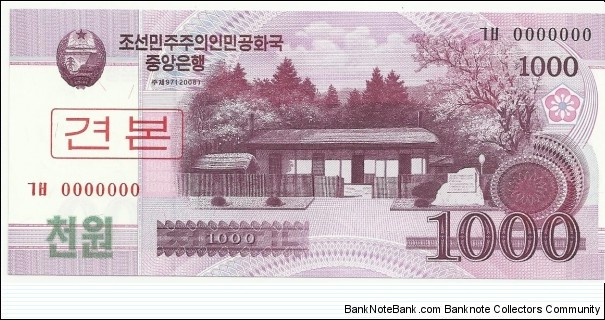 Korea-North 1000 Won 2008-Specimen Banknote