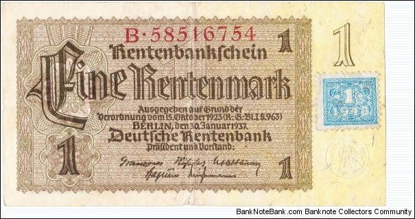 The stamp was applied by the Soviets in East Germany. Banknote