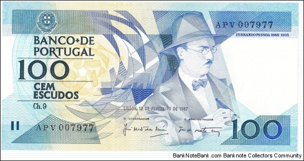 An artistic note with Portugal's most famous poet on it. Banknote