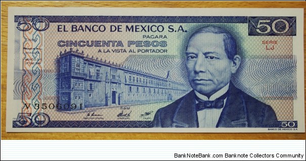 Mexico | 
50 Pesos, 1981 | 

Obverse: Benito Pablo Juárez | 
Reverse: Urna Zapoteca | Banknote