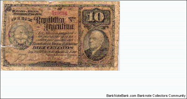 10 Centavos - 210 (5) - 01.11.1891 - L. 21.08.1891 Banknote