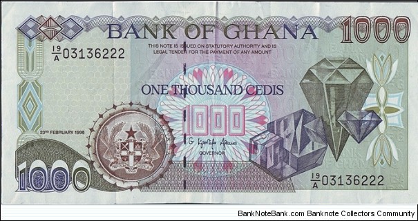 Ghana 1996 1,000 Cedis. Banknote