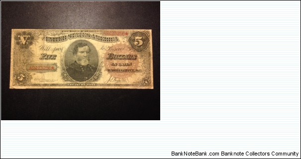 Ornate back Treasury Note from 1890. Banknote