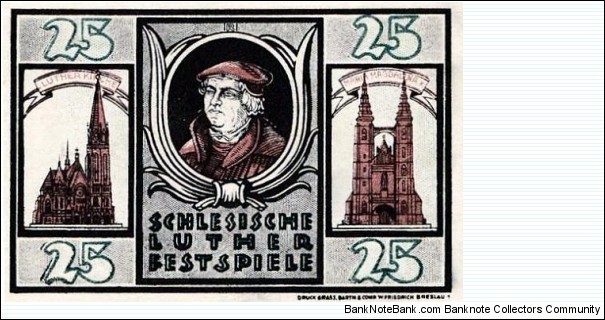 25 Pfg. Notgeld City of Breslau/Wrocław Banknote