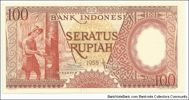 IndonesiaBN 100 Rupiah 1958 Banknote
